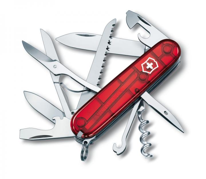 Victorinox švicarski žepni nož Huntsman, transparentno rdeč (1.3713.T)