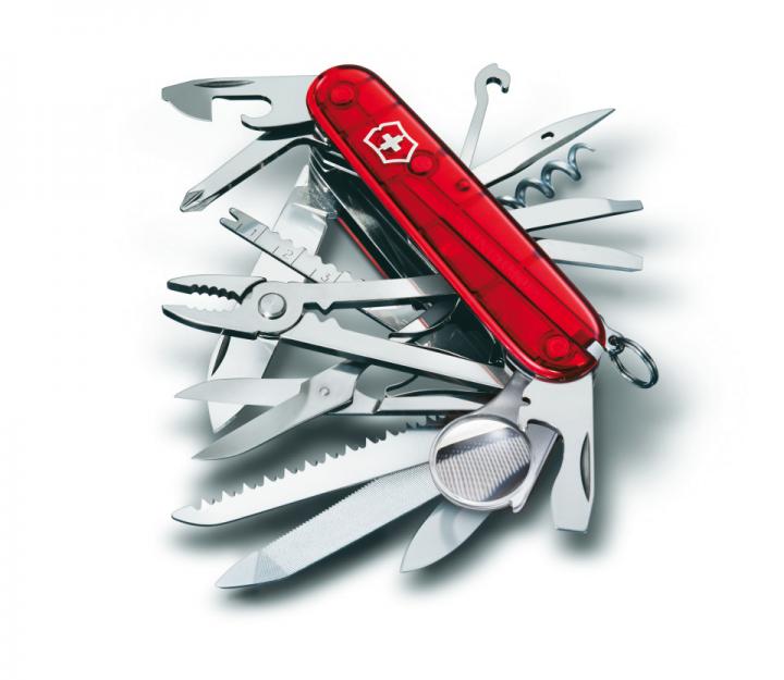 Victorinox švicarski žepni nož SwissChamp, transparentno rdeč (1.6795.T)
