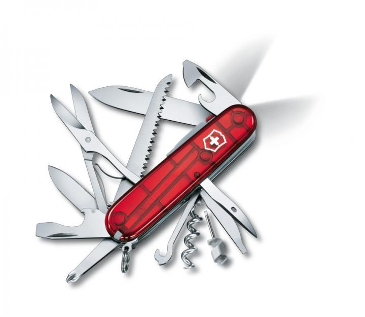 Victorinox švicarski žepni nož Huntsman Lite, transparentno rdeč (1.7915.T)